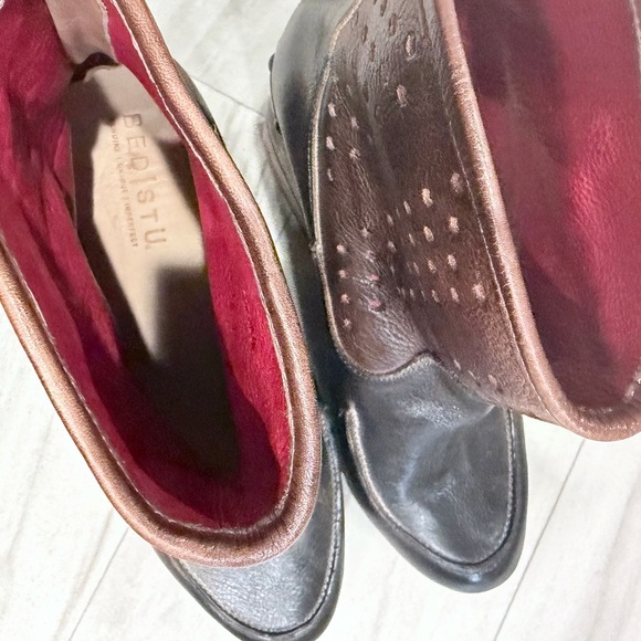 Bed Stu Two-Tone Leather Wedge Boots - Picture 9 of 11